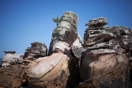 Rocks with unique shapes at the woman island Thailandの写真素材