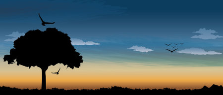 Sunset safari Abstract art backgroundsのイラスト素材