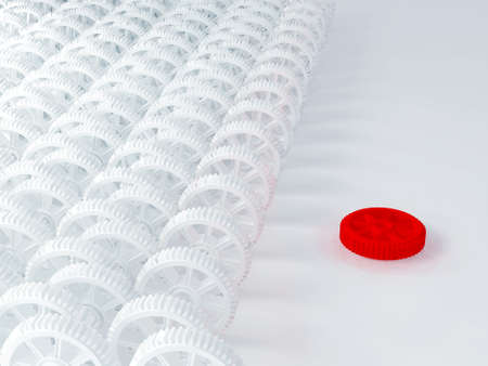 3d white red cog icon on white backgroundの写真素材