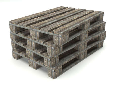 Wooden warehouse pallet shot over white backgroundの写真素材