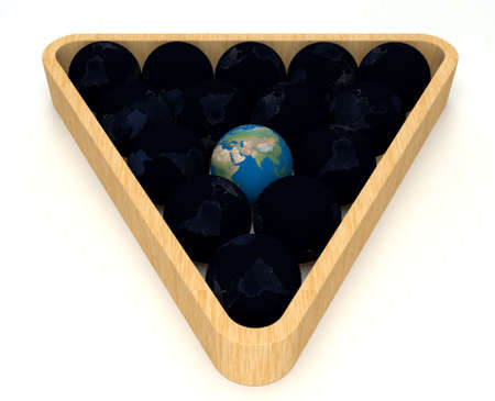 Earth Snookers in white background 3d renderの写真素材