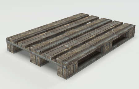 Wooden warehouse pallet shot over white backgroundの写真素材