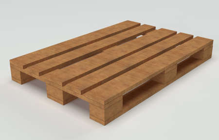Wooden warehouse pallet shot over white backgroundの写真素材