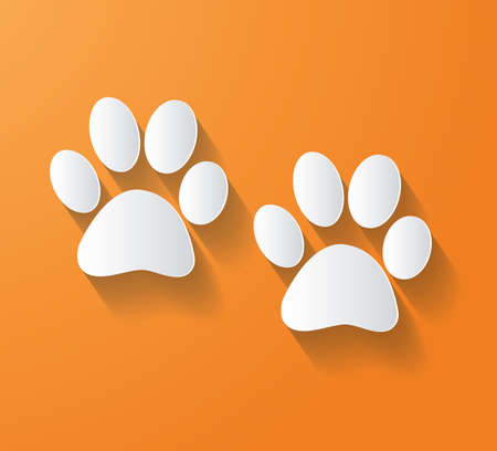 ANIMAL FOOT PRINT Vector flat long shadow settings  - Illustrationのイラスト素材