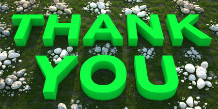 Thank you green text on green grassの写真素材