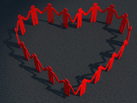 People Heart on concreatの写真素材