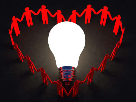 People Heart and Light Bulb on concreatの写真素材