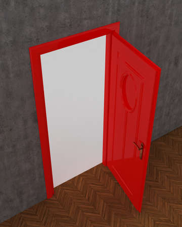 Red door openedの写真素材