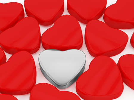 Red and silver Heart  Valentine s Dayの写真素材