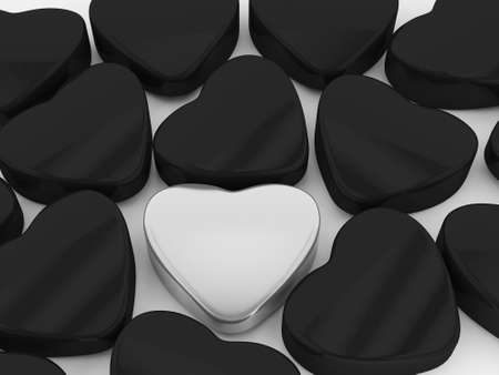 Black and silver Heart  Valentine s Dayの写真素材