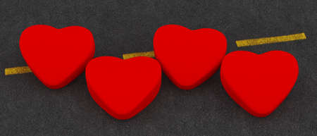 Four Red Heart  on the roadの写真素材