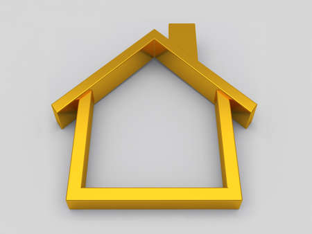 Gold House symbol on white の写真素材