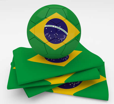 Soccer football ball with Brazil flag の写真素材