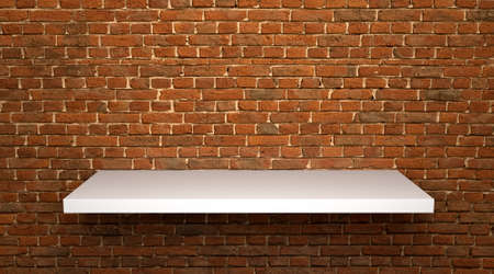 Blank space shelf waiting to be filled on a  wallの写真素材