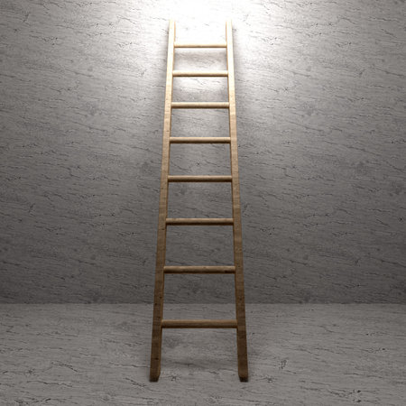 Ladder of Success  in interiors perspective on background texture  created on computerの写真素材