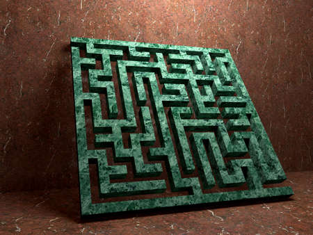 A labyrinth  in interiors perspective on background texture  created on computerの写真素材
