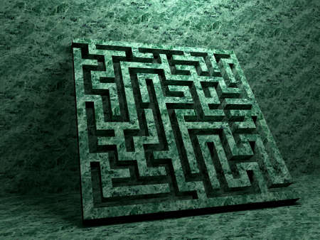 A labyrinth  in interiors perspective on background texture  created on computerの写真素材