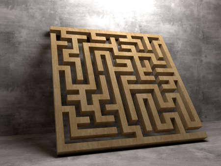 A labyrinth  in interiors perspective on background texture  created on computerの写真素材