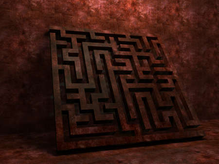 A labyrinth  in interiors perspective on background texture  created on computerの写真素材