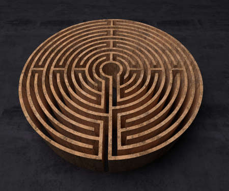A labyrinth  in interiors perspective on background texture  created on computerの写真素材