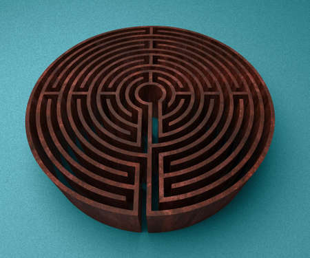 A labyrinth  in interiors perspective on background texture  created on computerの写真素材