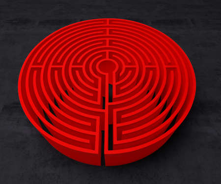 A labyrinth  in interiors perspective on background texture  created on computerの写真素材