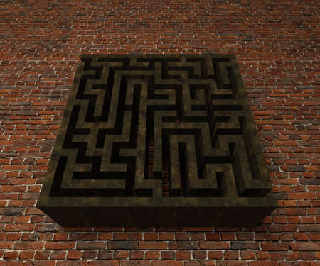 A labyrinth  in interiors perspective on background texture  created on computerの写真素材