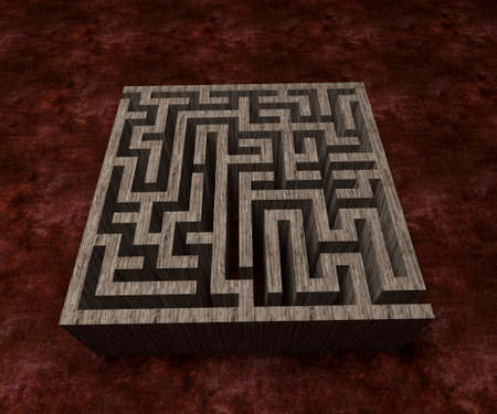 A labyrinth  in interiors perspective on background texture  created on computerの写真素材