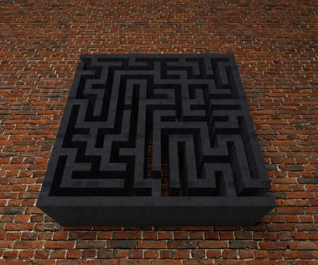 A labyrinth  in interiors perspective on background texture  created on computerの写真素材