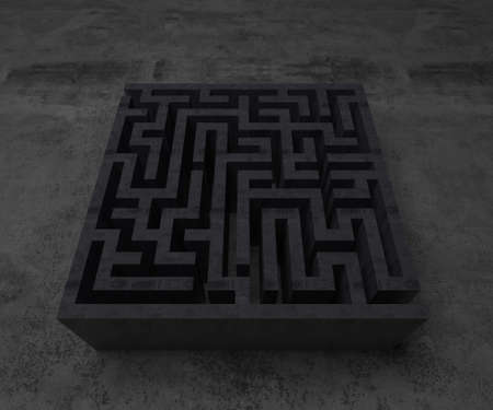 A labyrinth  in interiors perspective on background texture  created on computerの写真素材