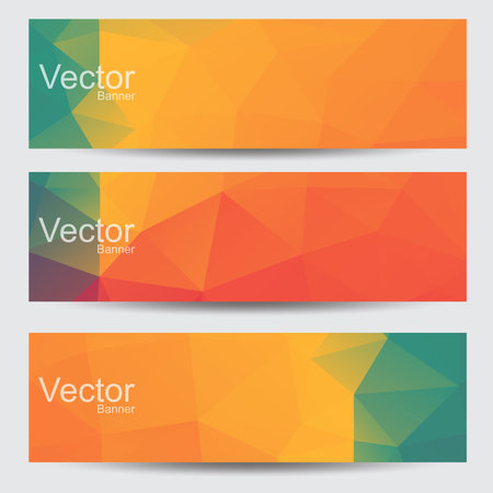 Set of Abstract vector banners with polygonal background のイラスト素材