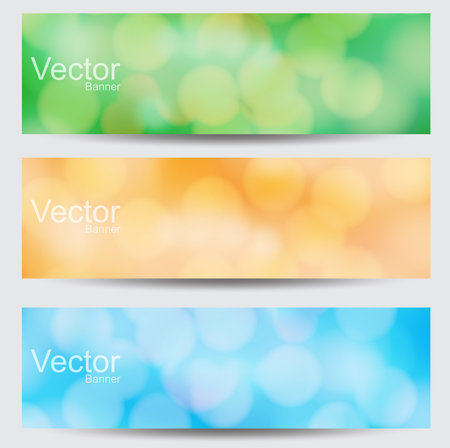 Set of Abstract vector banners with  blurred background and bokeh lightsのイラスト素材