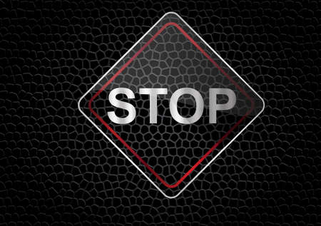 Metal Stop Text glass abstract background style vector illustration.のイラスト素材