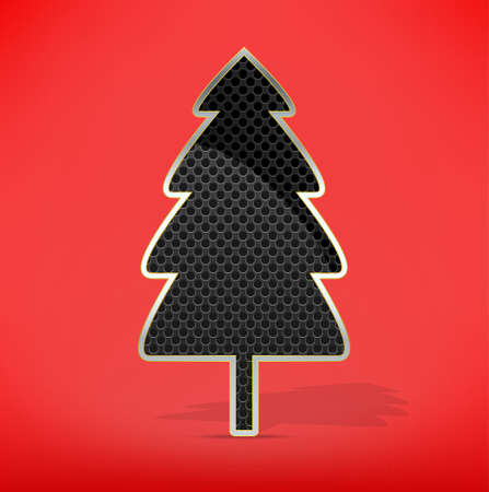 Christmas  tree on red background. Vector Design.のイラスト素材