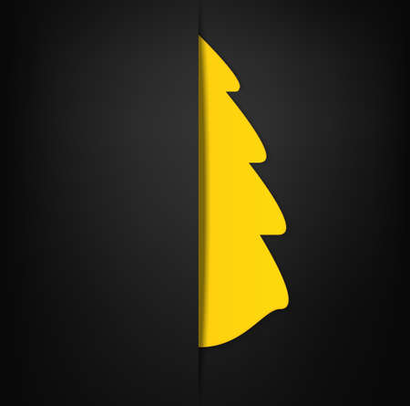 Yellow Christmas tree on black background. のイラスト素材