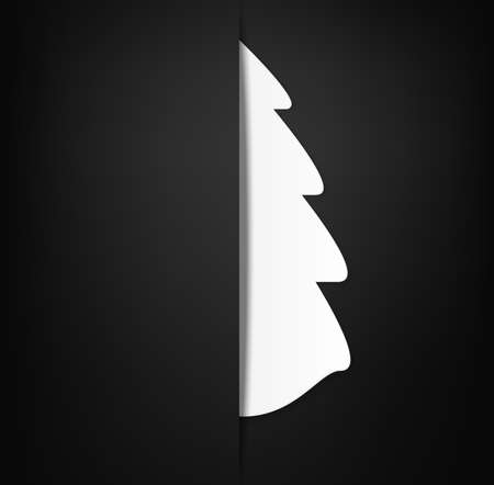 White Christmas tree on black background. のイラスト素材