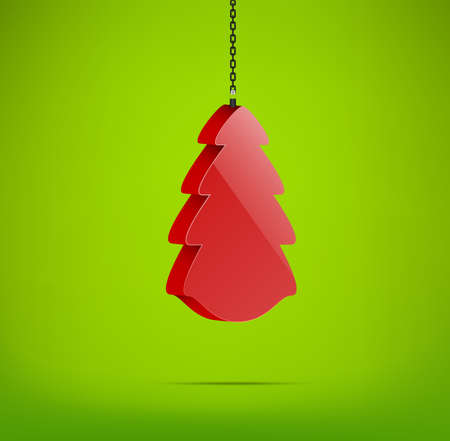 Red Christmas tree on green background. のイラスト素材