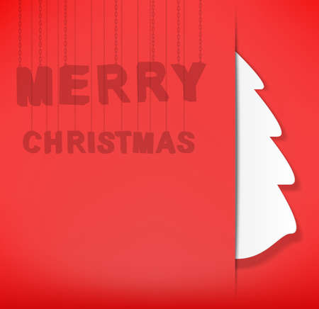 Christmas tree on red  background.のイラスト素材