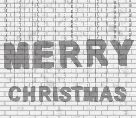 Text  Christmas on brick background. Vector Design.のイラスト素材