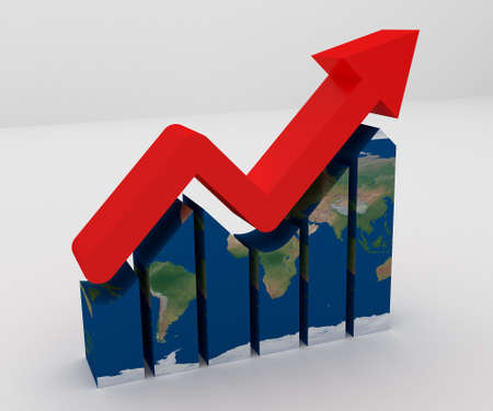 Business Growth - bar chart graph growing upの写真素材