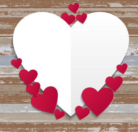 Happy Valentines Day wood background vector illustrationのイラスト素材