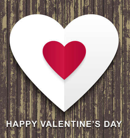 Happy Valentines Day wood background vector illustrationのイラスト素材