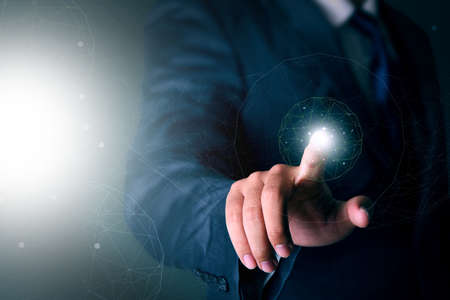 businessman hand touch virtual technologyの写真素材