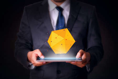 Polygon with tablet computer business technologyの写真素材