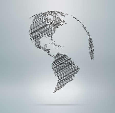Sketch Globes World Map on backgroundのイラスト素材