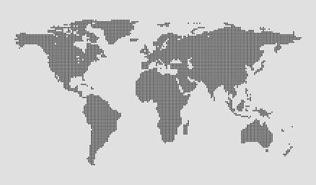 High Detail Dots Square World Map Illustrationのイラスト素材