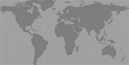 High Detail Dots Square World Map Illustrationのイラスト素材