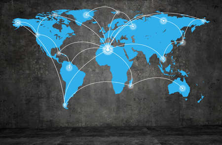 World technology mesh network on wallの写真素材