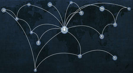 World technology mesh network on wallの写真素材