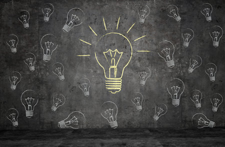 Texture wall with light bulbsの写真素材